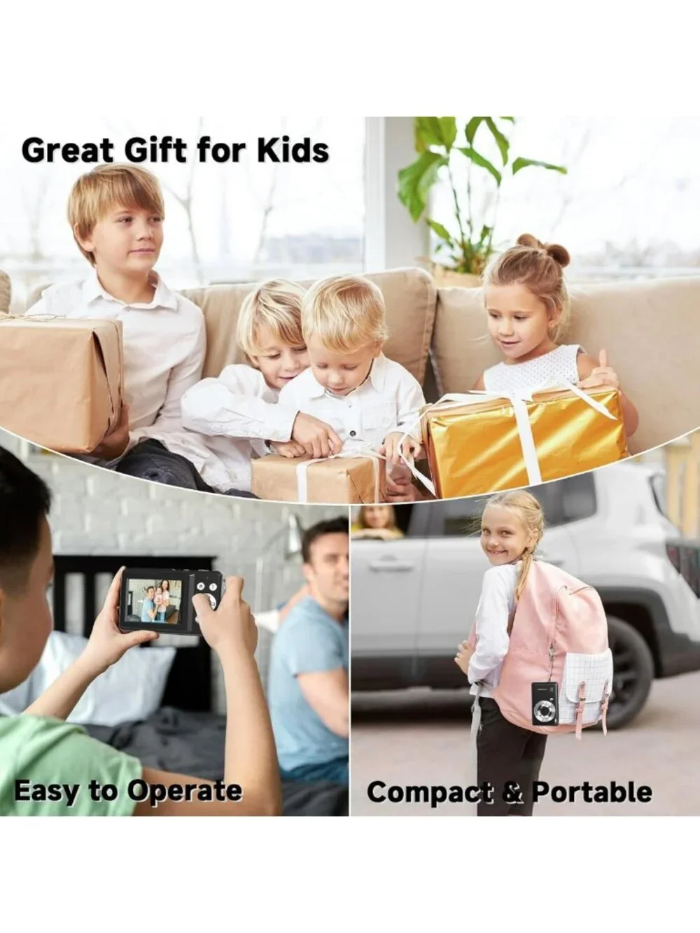 44MP Compact Digital Camera, FHD 1080P, 16X Zoom, Face Detection, Perfect Gift